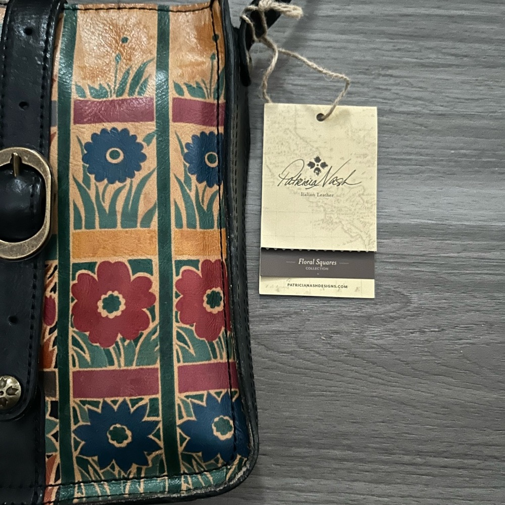 Patricia Nash Venezia Italian Multicolored Floral Leather Crossbody Bag - Picture 4 of 8